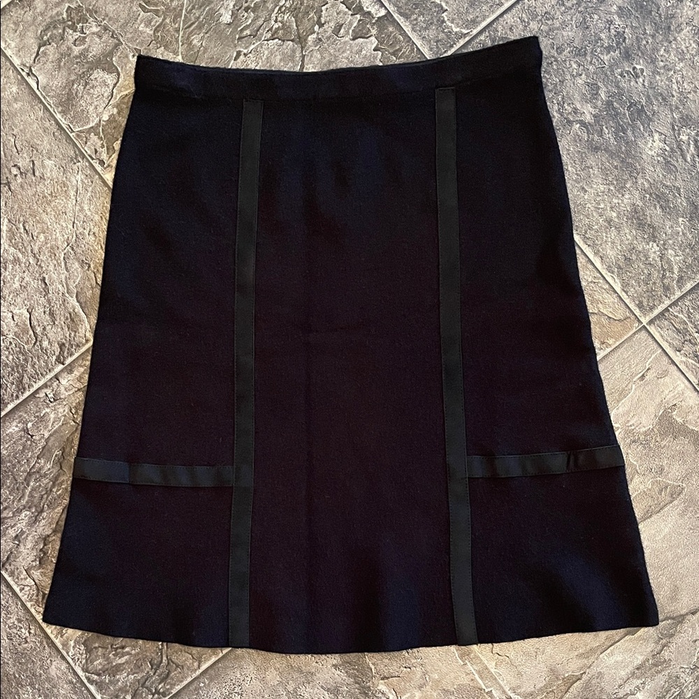 SIONI MILANO A-line Black Skirt Geometric Detailing Classic Office Urban Goth